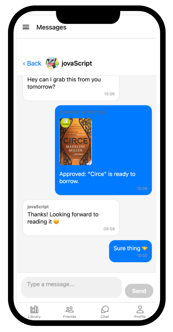 iphone screen shot of app messaging