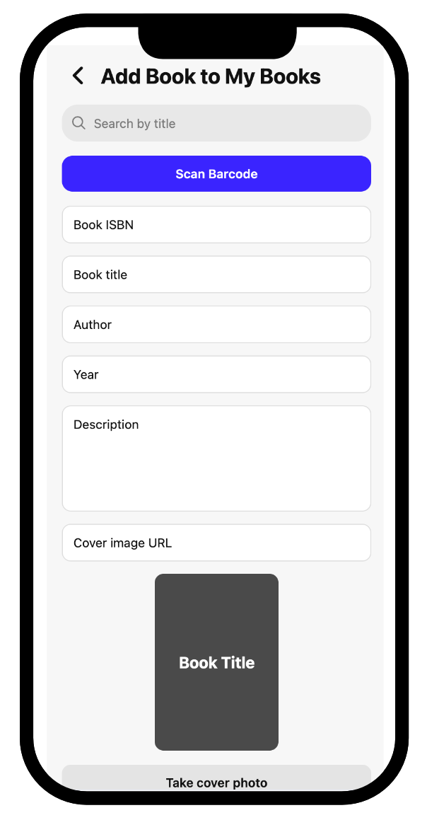 iphone screen shot of book adding feature