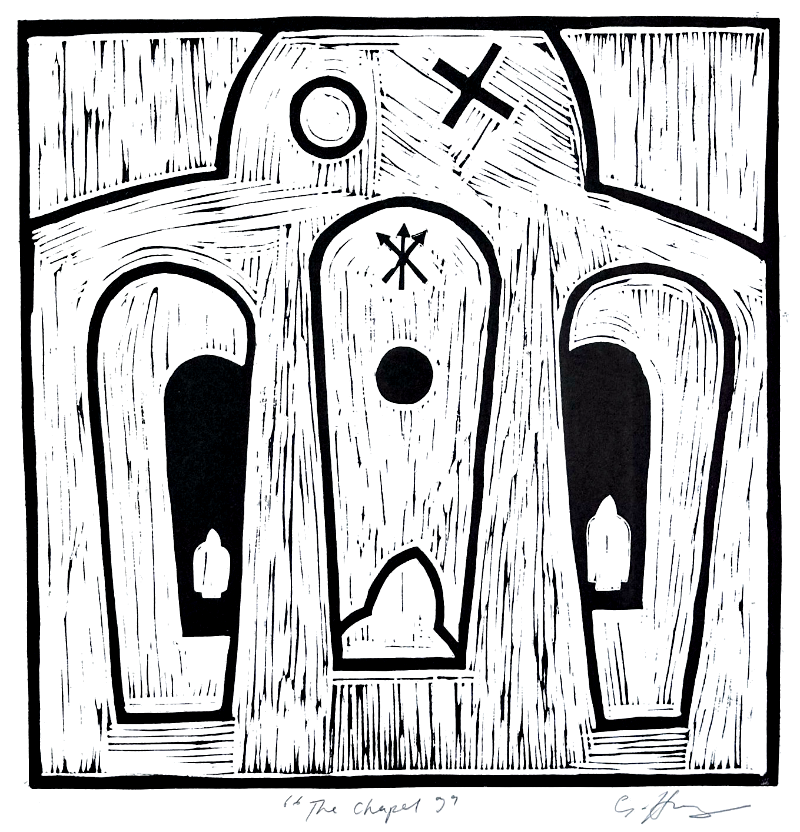 The Chapel linocut print