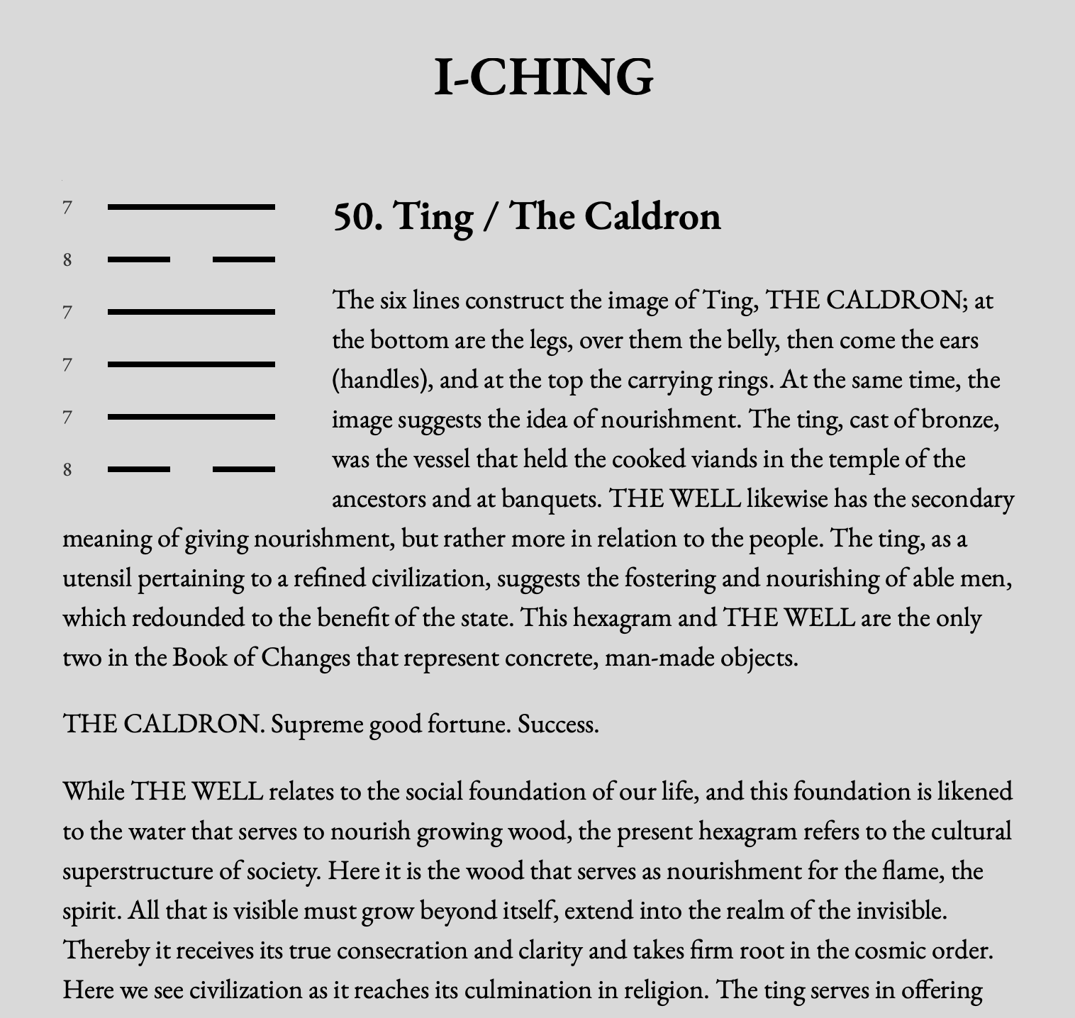 screenshot of the I Ching app I built